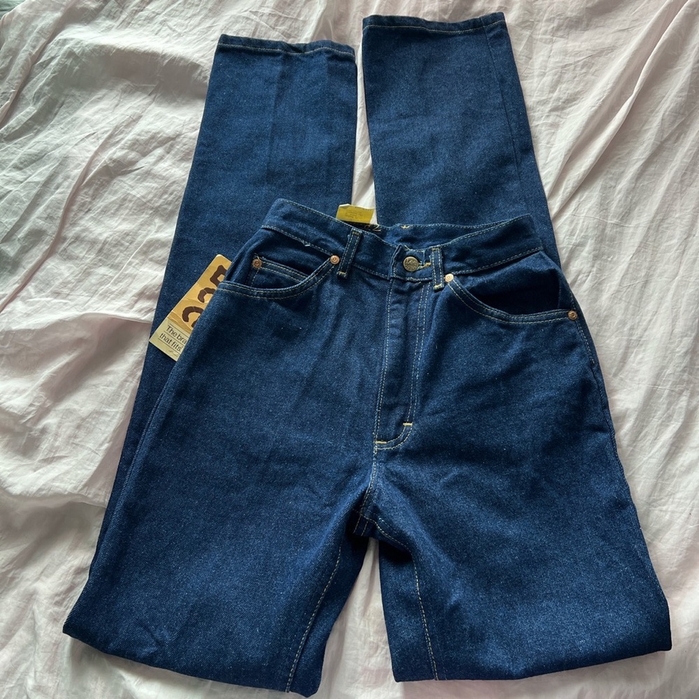Vintage lee jr.rider dark wash straight leg jeans